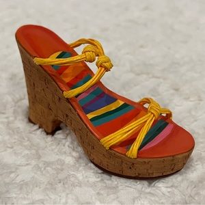 Just The Right Shoe Cork Wedge Tangerine